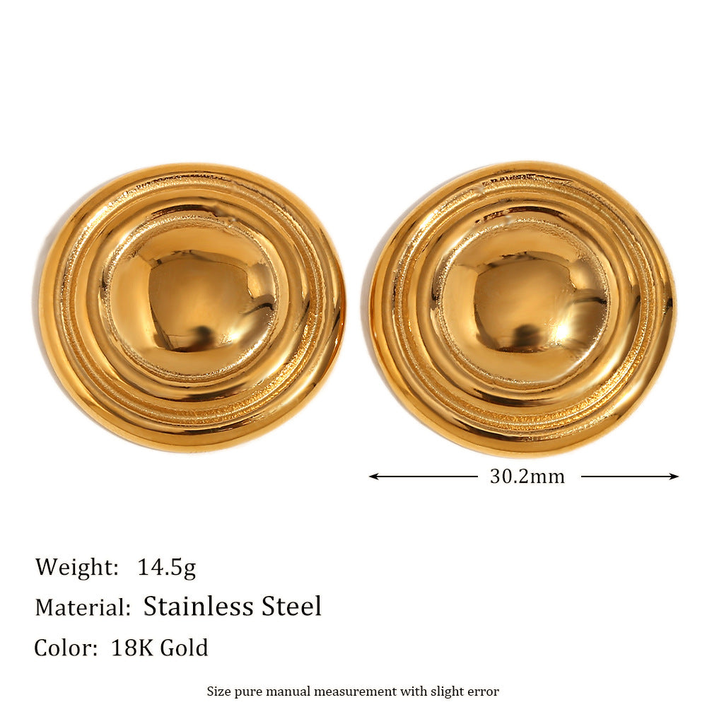 Fashion Personality Niche Design Earrings Stainless Steel 18K Gold Plated Oval Bow Earrings For Women