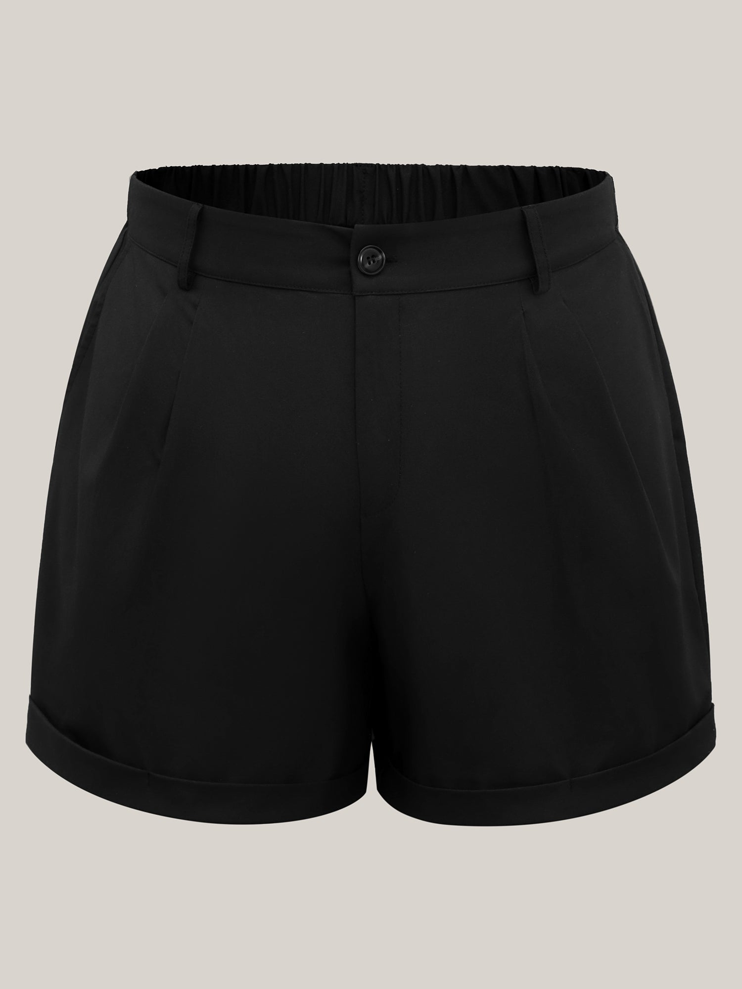 Rolled Hem Straight-Leg Solid Pants