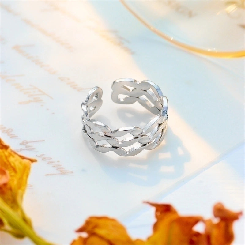Basic Cross Star 304 Stainless Steel 18K Gold Plated Gold Plated Stainless Steel Rings