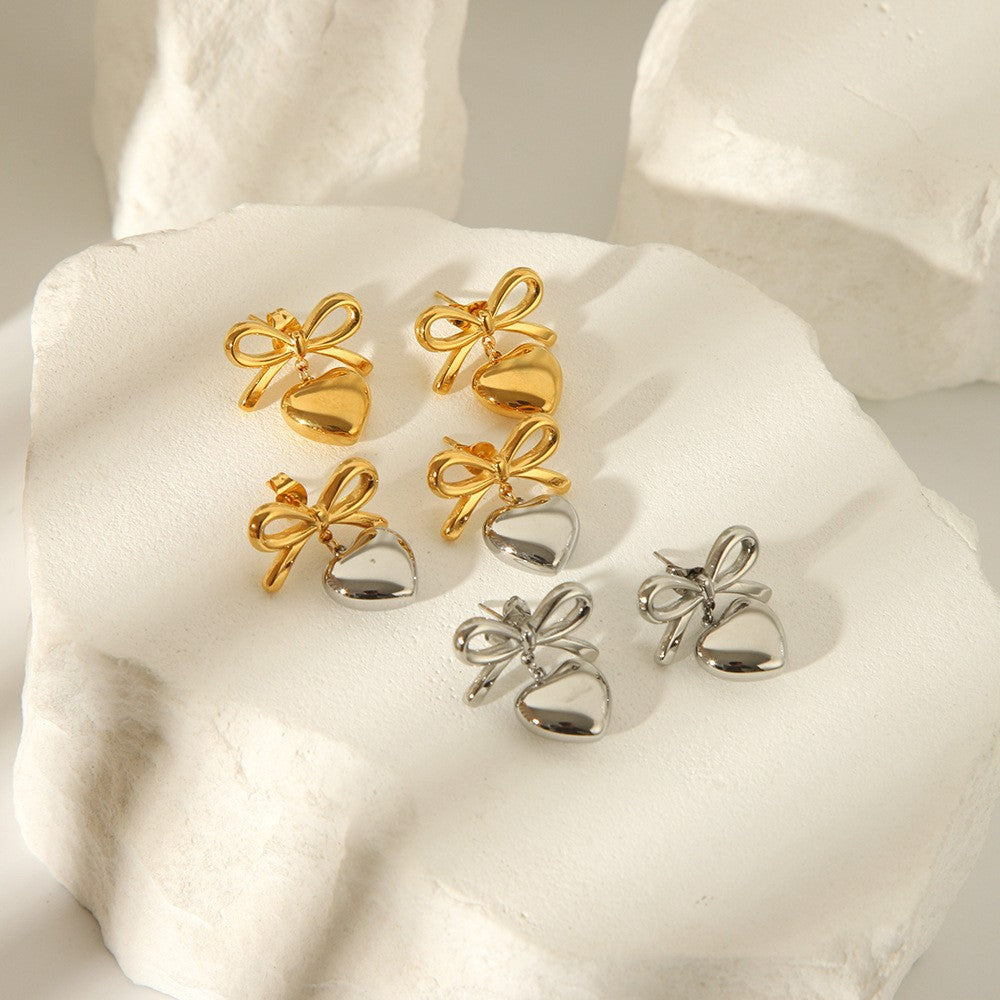 IG Style Heart Geometric Stainless Steel Electroplating Earrings