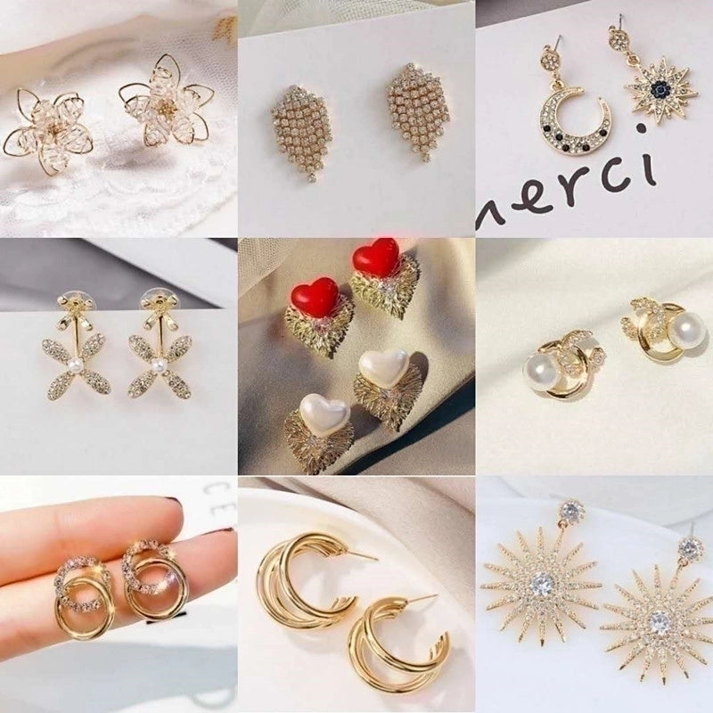 1 Pair Fashion Flower Butterfly Bow Knot Inlay Alloy Artificial Pearls Rhinestones Shell Earrings