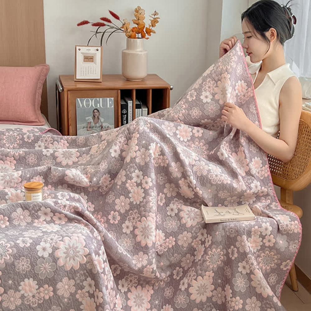 Floral Cotton Gauze Blanket