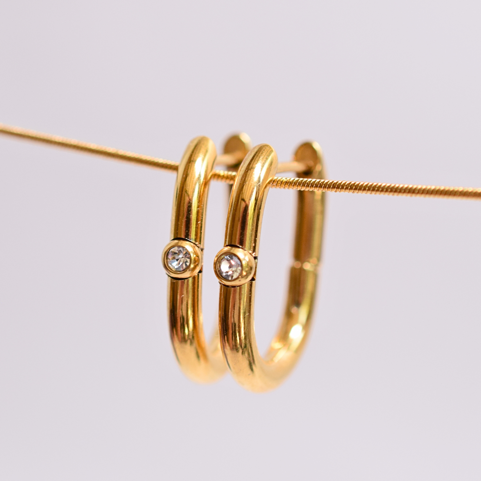 Bold diamond style hoops - Gold