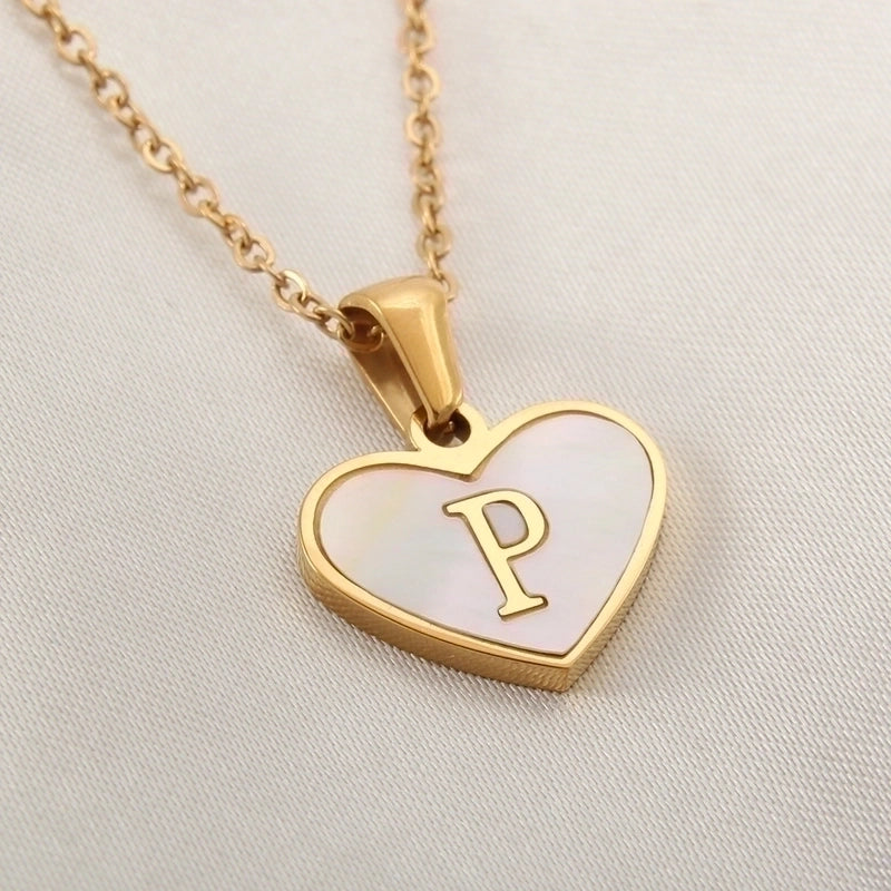 Casual Letter 304 Stainless Steel Shell Shell 18K Gold Plated Plating Inlay Pendant Necklace