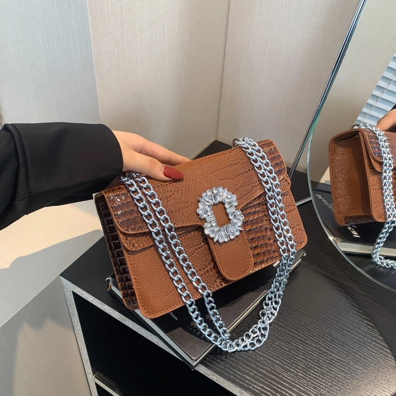 Vintage Style Classic Style Solid Color Crocodile Pu Leather Women's