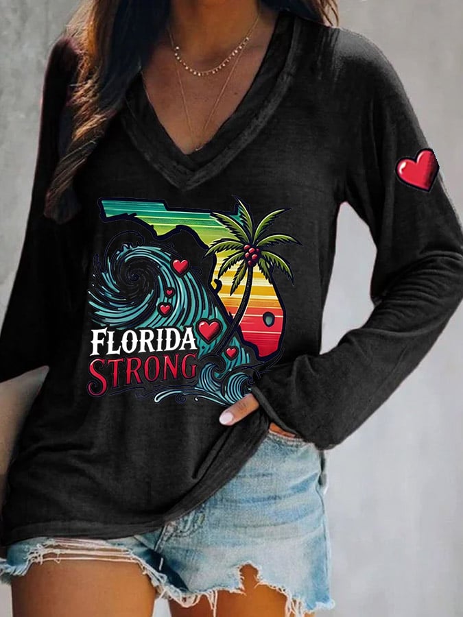 Women's Florida Strong Printed V-Neck T-Shirt