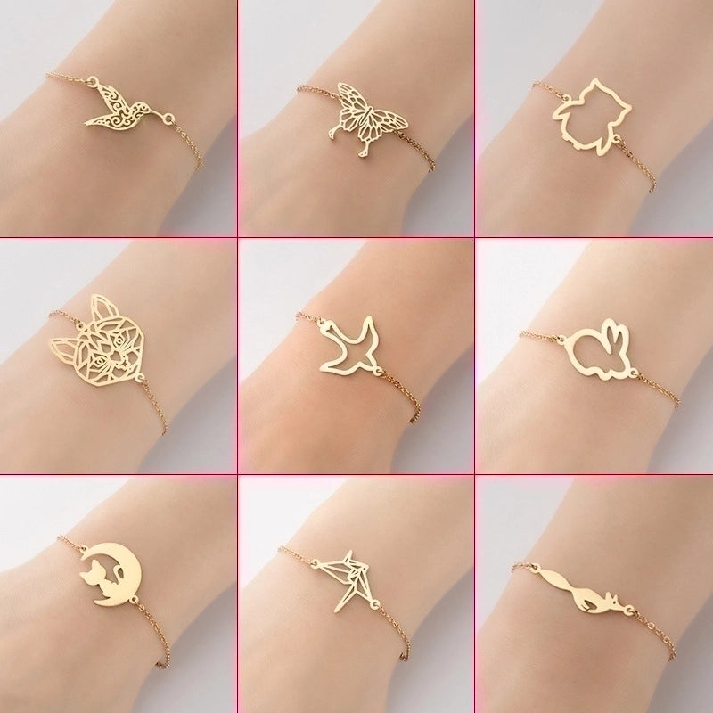 Fashion Animal 201 Stainless Steel 18K Gold Plated Bracelets In Bulk
