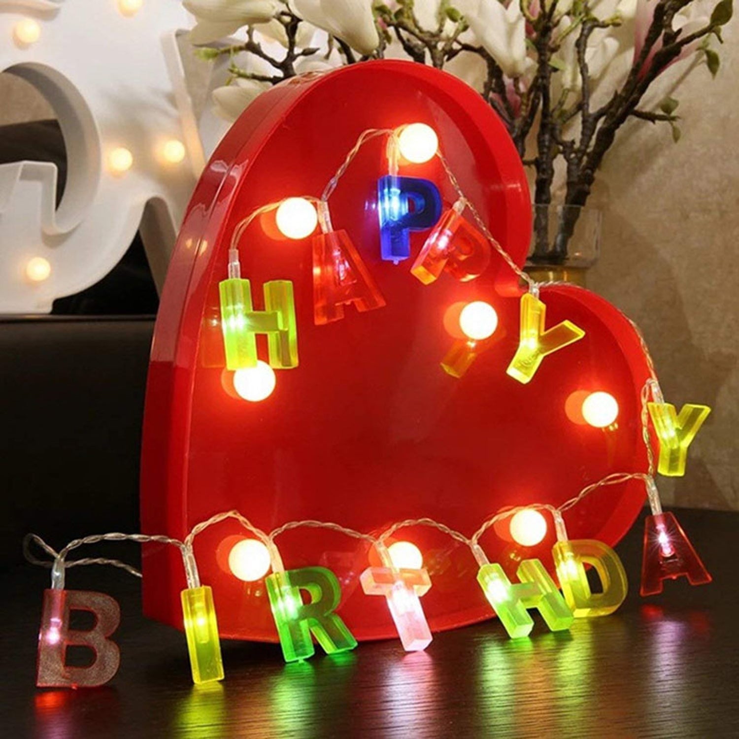 Decoratives Plastic Happy Birthday 13 LED Letter Battery Operated String Lights. Outdoor String Lights (Multicolour)