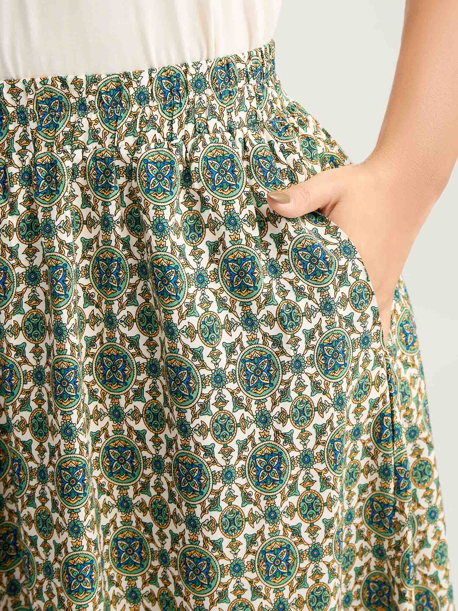 Breezy Boho Print Stretchy Maxi Skirt