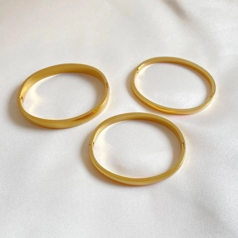 Minimalist Solid Color 304 Stainless Steel 16K Gold Plated White Gold Plated Gold Plated Bangle In Bulk