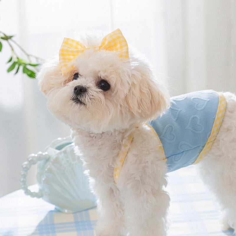 Heart Pattern Bow Decor Dog Cat Vest