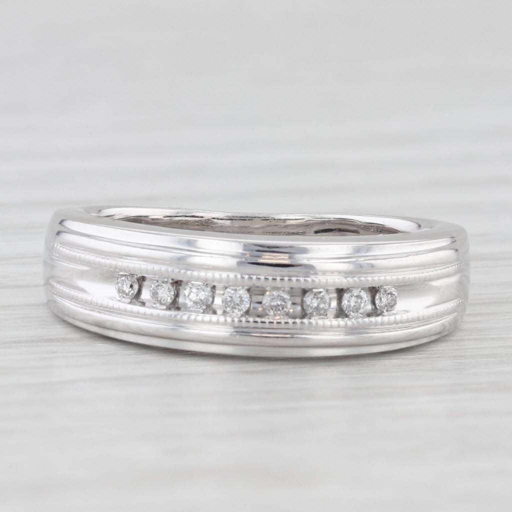 0.60ctw Diamond Wedding Band 10k White Gold Size 7.5 Stackable Ring