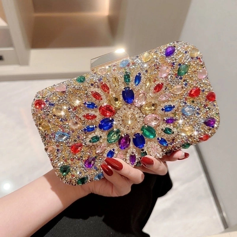 Rhinestone Colorful Solid Color Square Evening Bags
