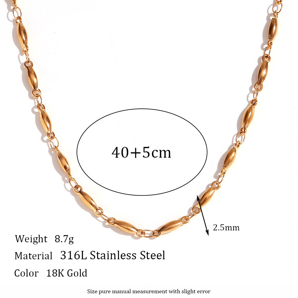 Minimalist Stripe Geometric Stainless Steel 18K Gold Plated Necklaces