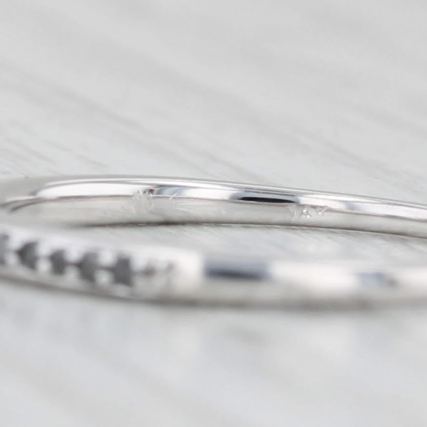 0.10ctw Black Diamond Band 14k White Gold Sz 7.25 Bridal Wedding Stackable Ring