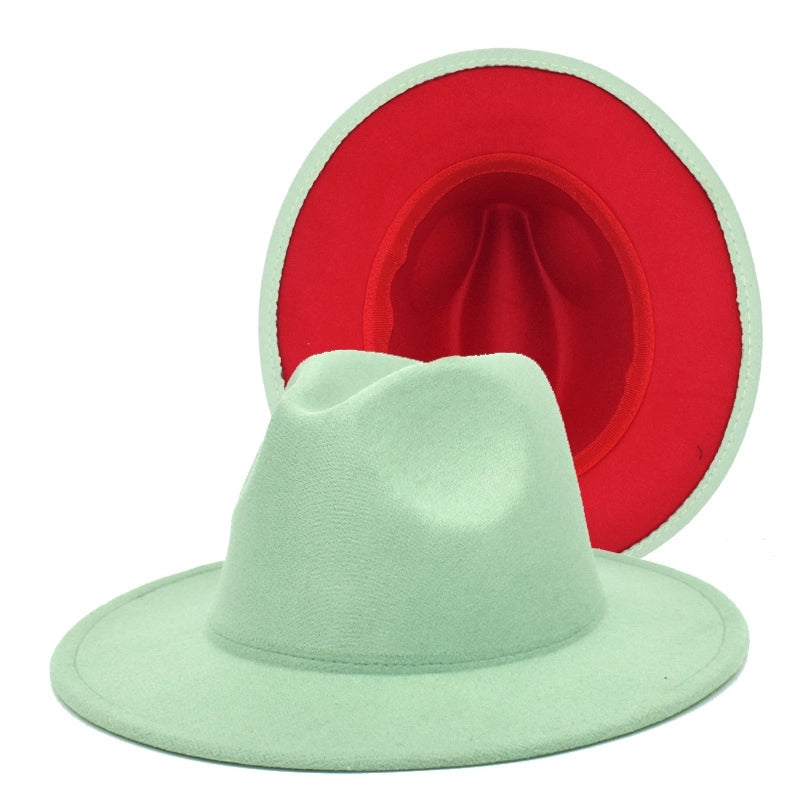 Popular Two-color Woolen Hat Women's Fashion Wide-brimmed Felt Hat Hat Jazz Hat Men