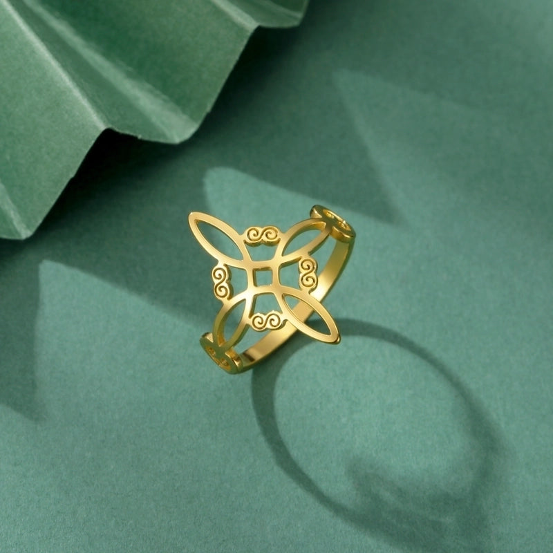 Hip-Hop Retro Witches Knot Titanium Steel Plating Rings