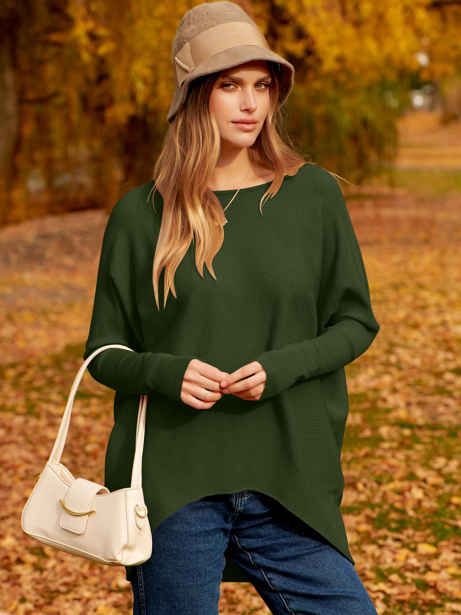 ✨Hot Sale 49% OFF⭐women's Irregular Oversized Dolman Sleeve Knitted Pullover (Free Shipping)