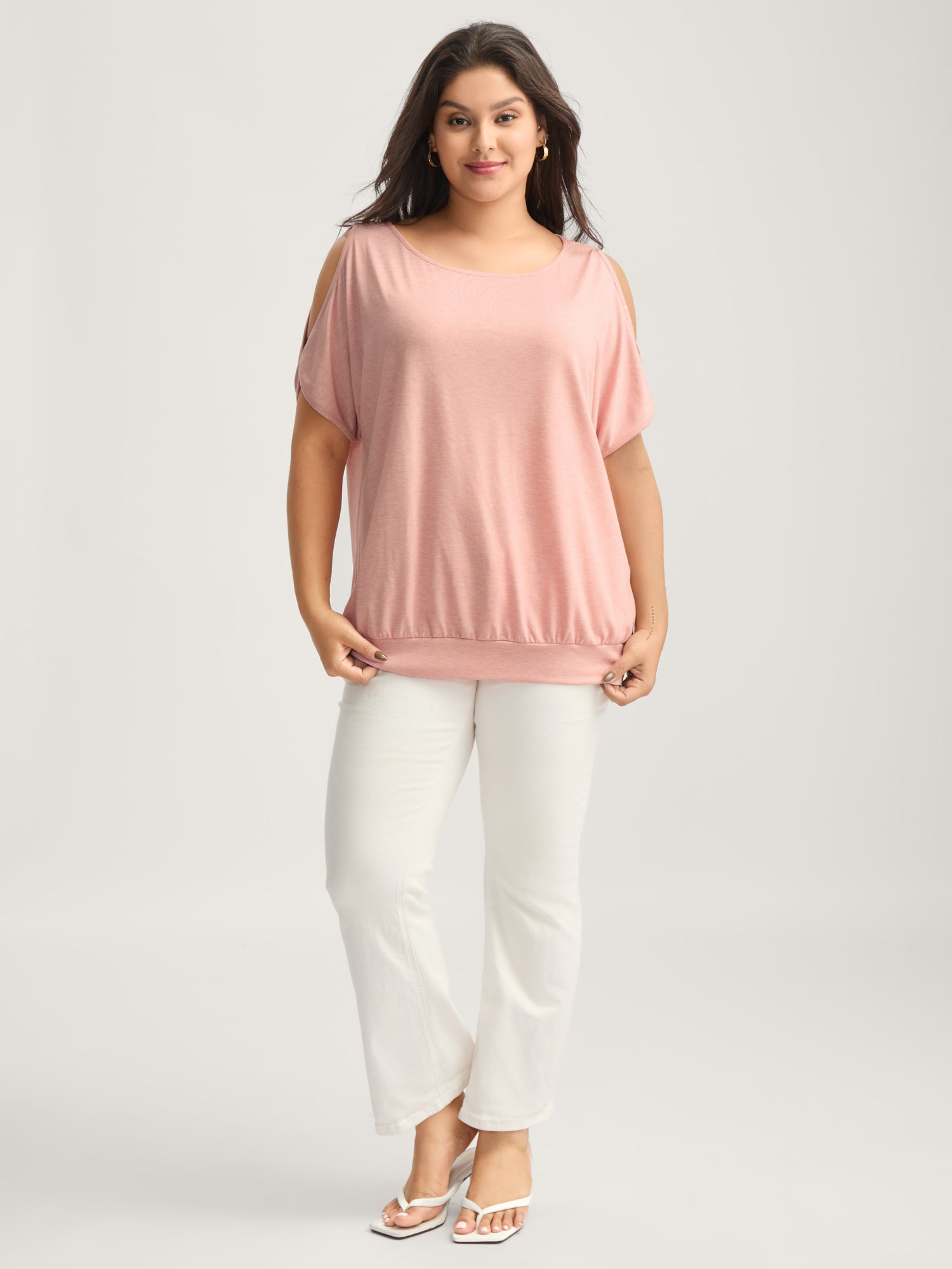 Off-Shoulder Solid Relaxed Knit Top