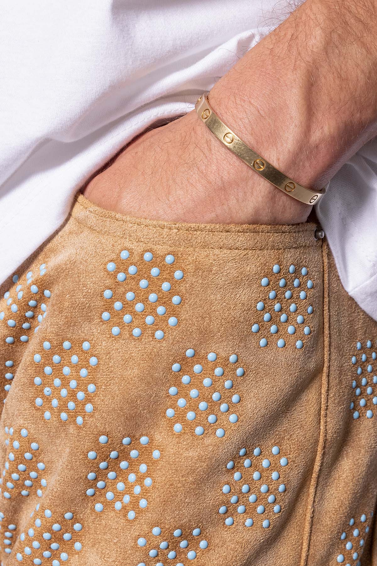 V693 Turquoise Studded Work Pants - Brown