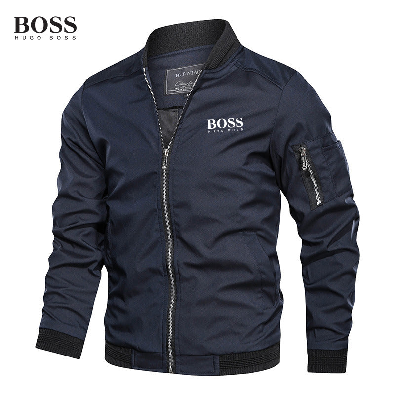 BOSS Men-s Baseball Collar Casual Jacket