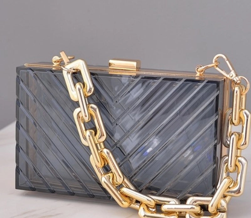 Pvc Metal Solid Color Square Evening Bags