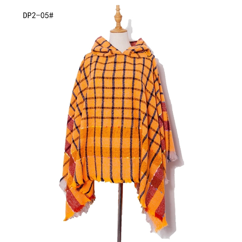 Unisex Streetwear Lattice Polyester Tassel Shawl