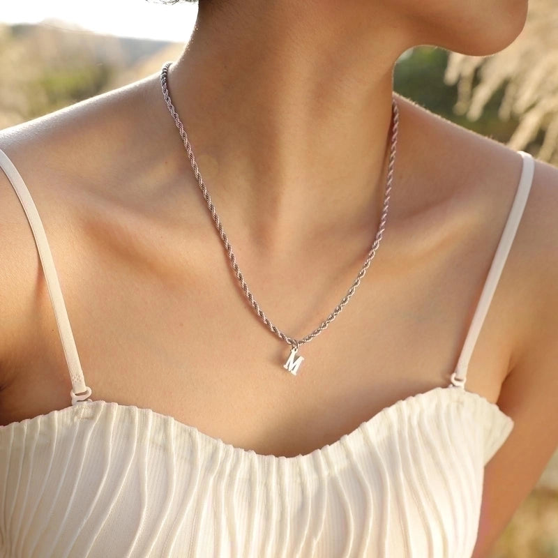 Minimalist Letter Stainless Steel Gold Plated Pendant Necklace