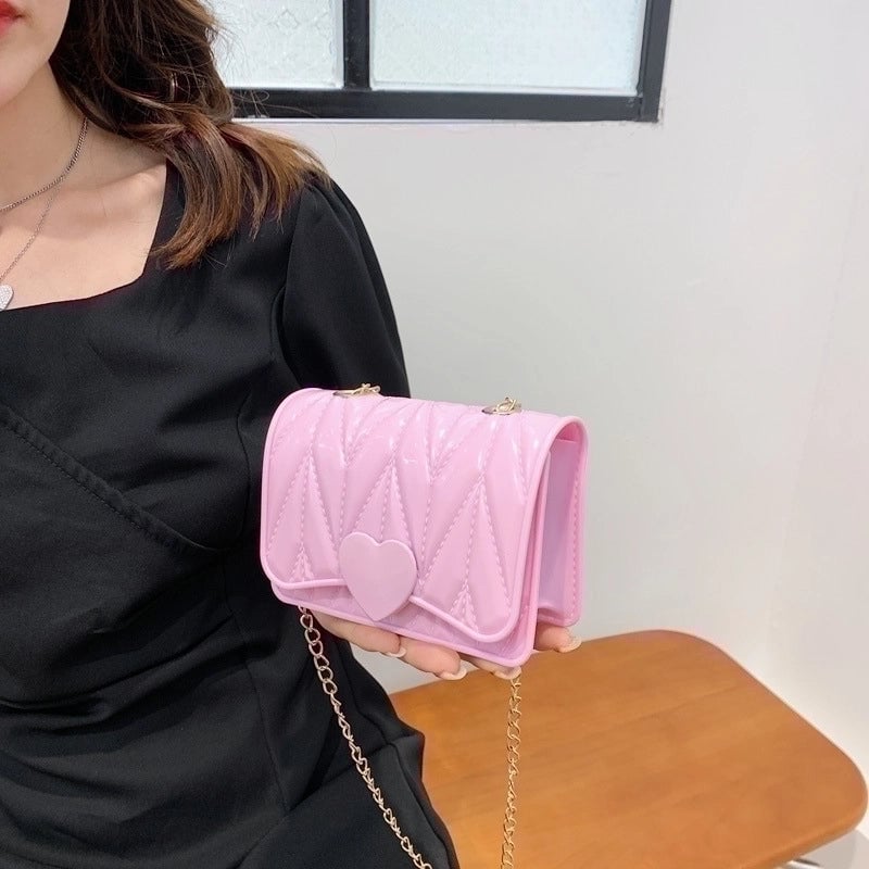 Small Silica Gel Solid Color Fashion Square Magnetic Buckle Crossbody Bag