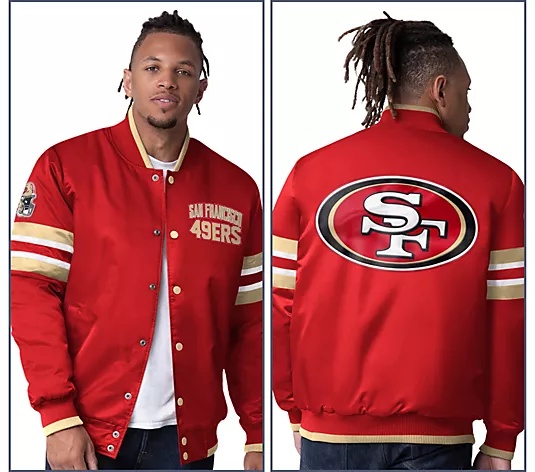 🔥Buy 2 for only $55🎁Buy 2 Get 2 Free🏈NFL Starter Satin Twill Snap Front Jacket