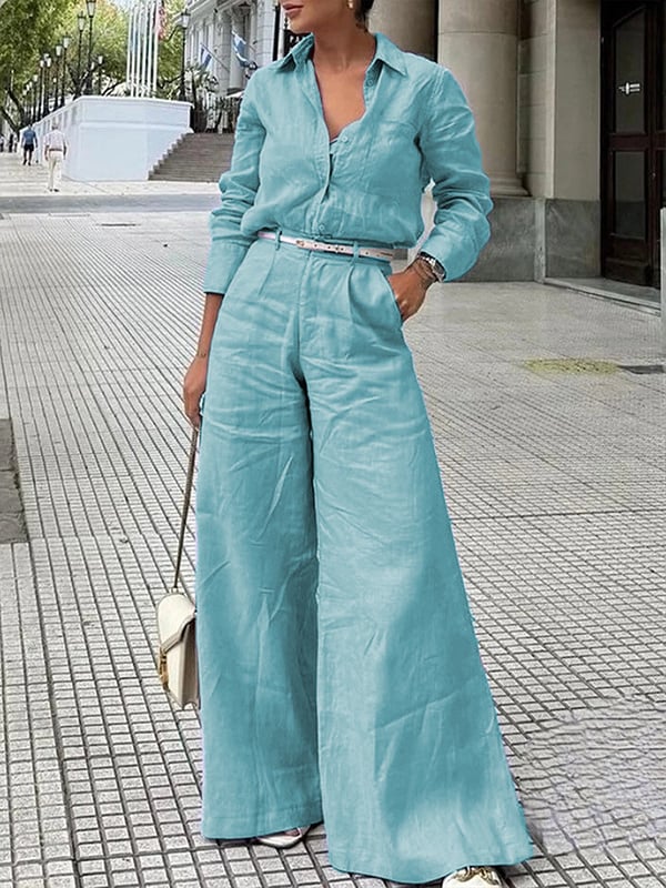 High Waisted Loose Solid Color Split-Joint Pants Trousers