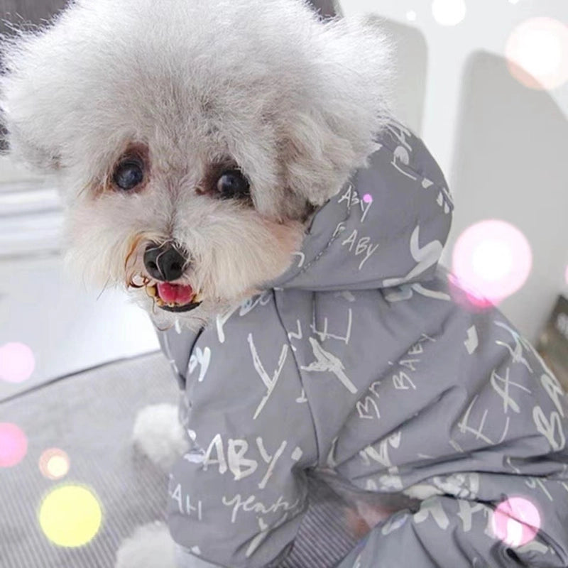 Night Reflective Pet Clothes For Bichon Frise Pomeranian Shih Tzu Small Dogs Autumn/winter Cotton Coat Four-legged Clothing