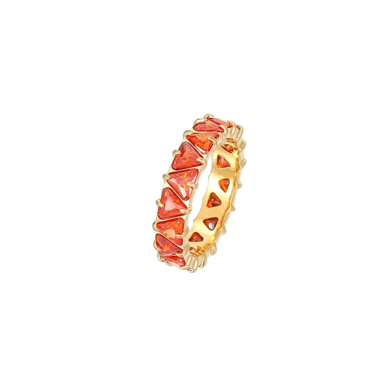 Minimalist Shiny Heart Shape 304 Stainless Steel Zircon 16K Gold Plated White Gold Plated Inlay Rings