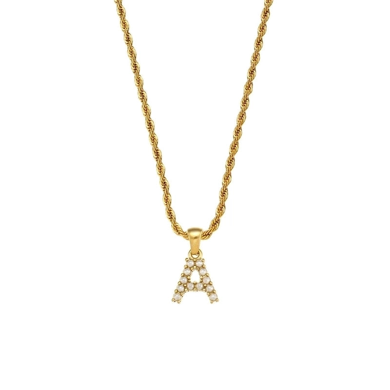 Fashion Letter 304 Stainless Steel Pearl 18K Gold Plated Plating Inlay Pendant Necklace