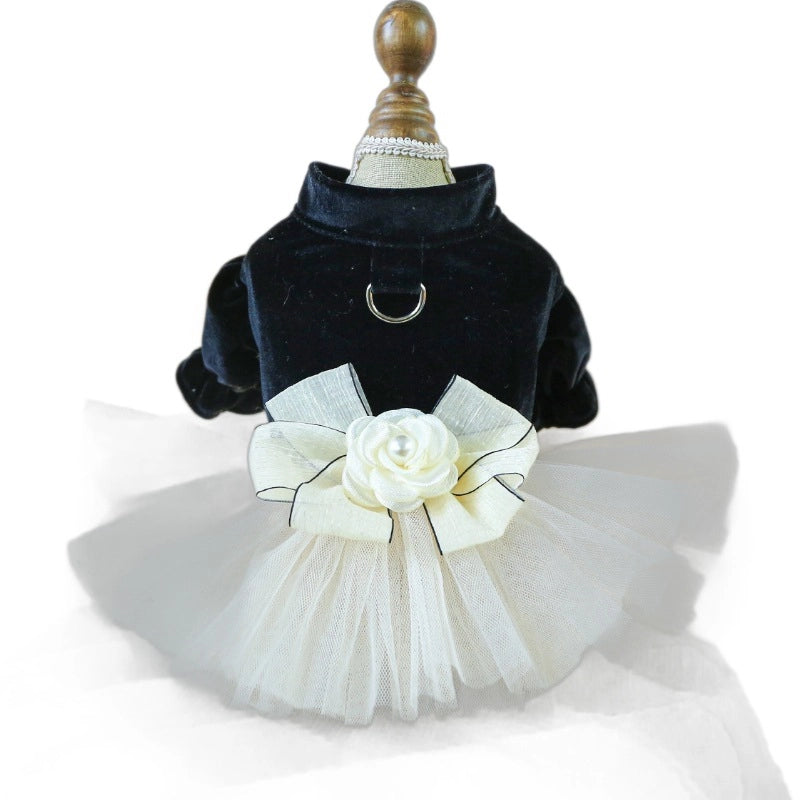 Pet Ring Dog Clothes Spring And Summer New New Medium And Small Dog Puppy Fluffy Gauze Dress Hepburn Wedding Dress