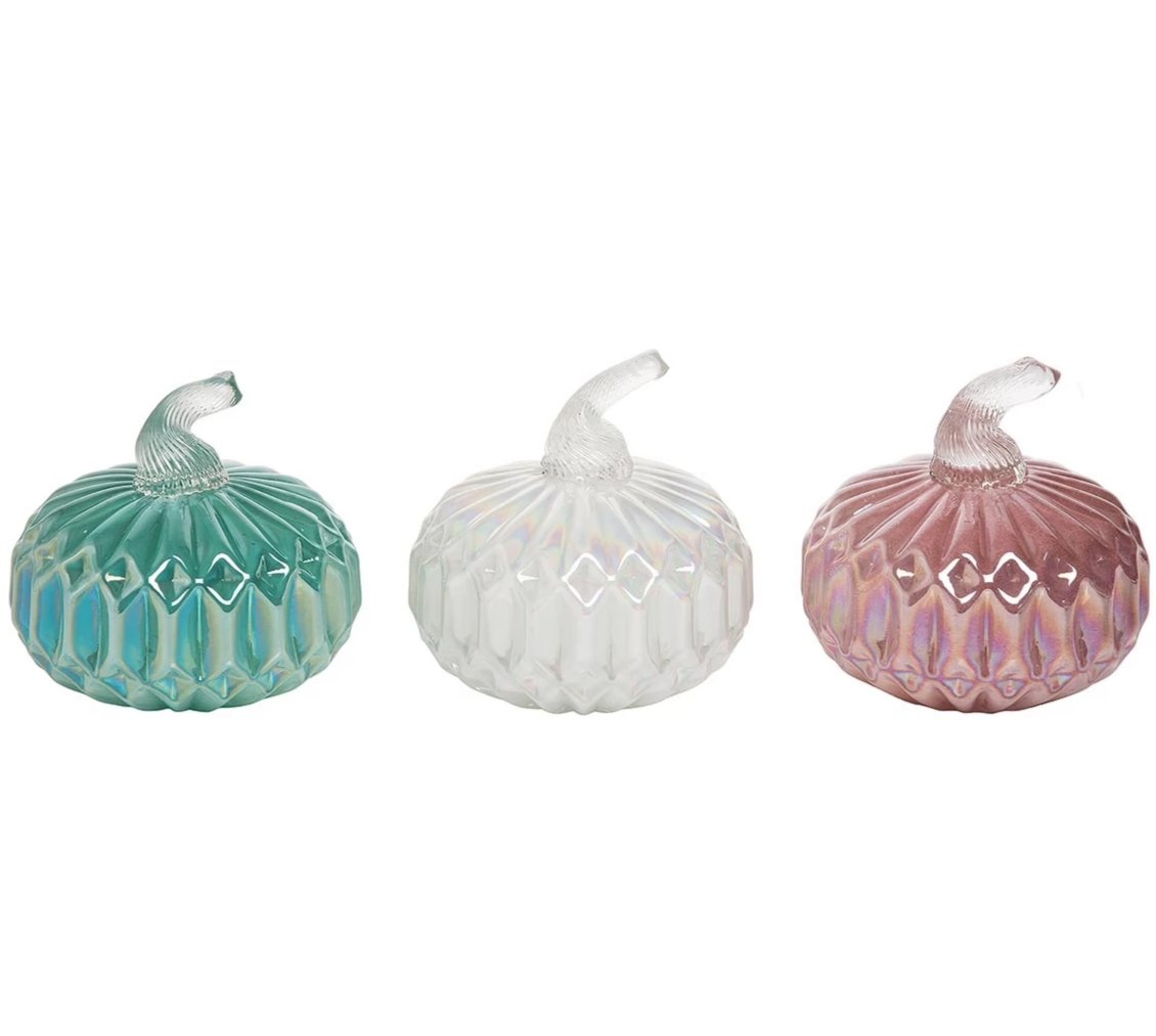 Diamond Pattern Pastel Glass Pumpkin