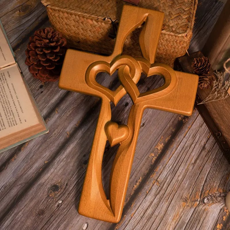 ⏰Clearance Event Sale 49% OFF💕Intertwined Heart Wooden Cross