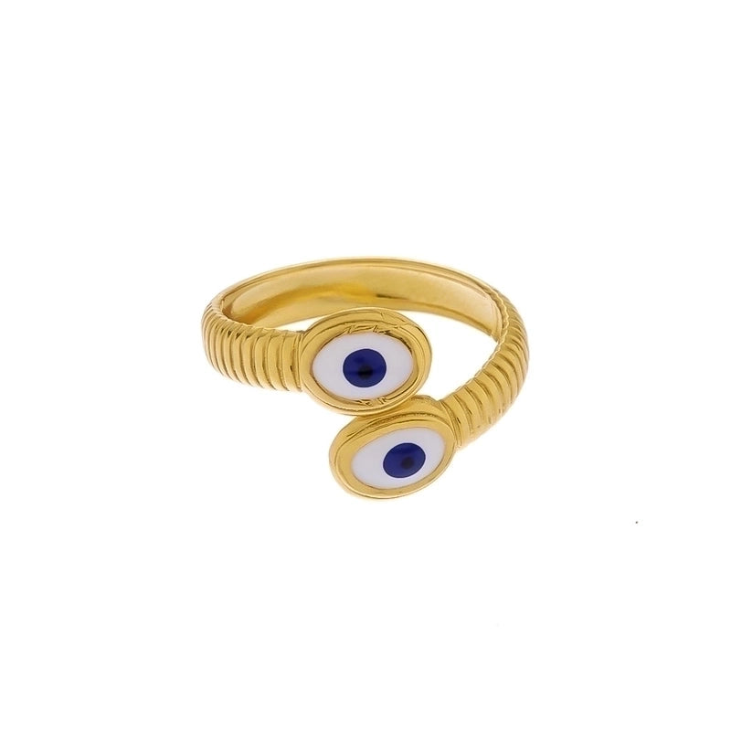 Vintage Style Color Block Stainless Steel 18K Gold Plated Plating Open Rings