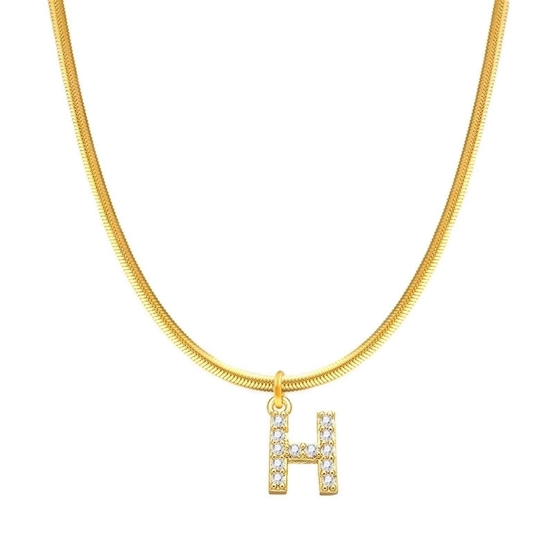 304 Stainless Steel Copper Retro Classic Style Inlay Letter Zircon Pendant Necklace