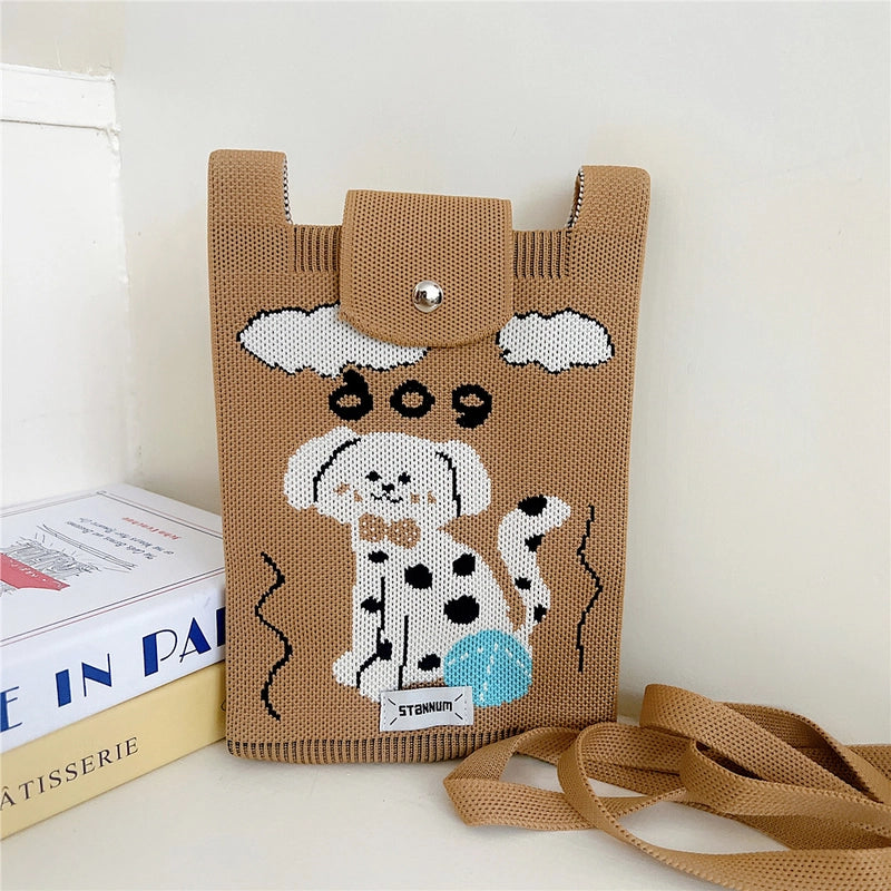 Women's Small Polyester Cartoon Letter Flower Cute Square Flip Cover Bucket Bag