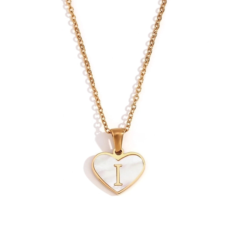 Minimalist Letter Heart Shape 304 Stainless Steel Shell Plating Pendant Necklace