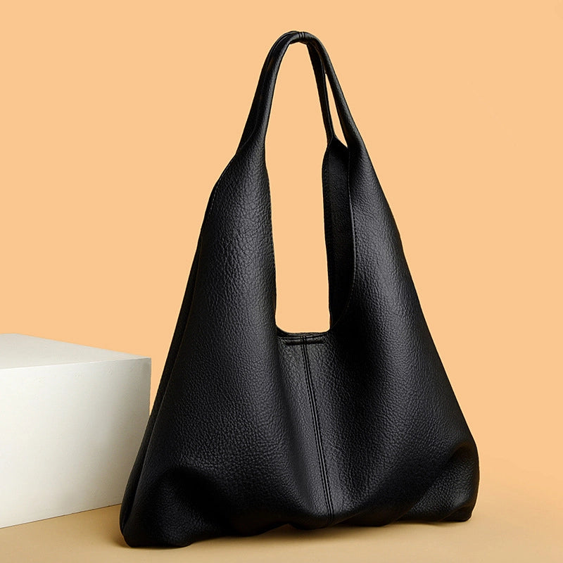 Women's Medium Pu Leather Solid Color Basic Classic Style Bucket Magnetic Buckle Shoulder Bag