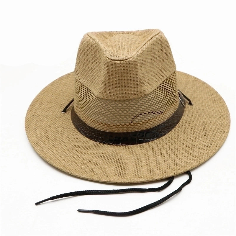 Men's Streetwear Color Block Flat Eaves Straw Hat