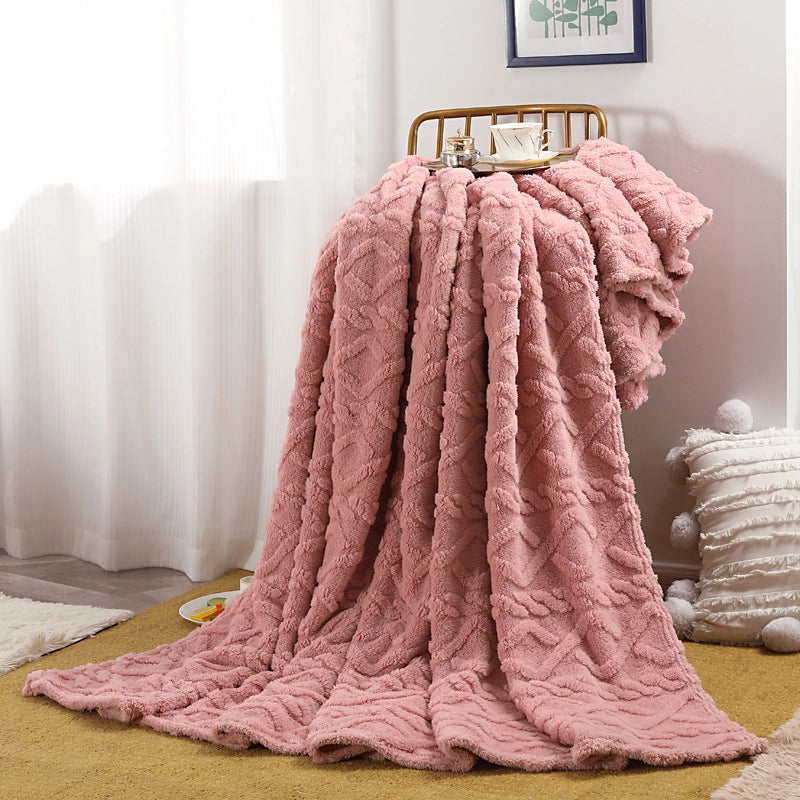Single Layer Tower Skin Fleece Solid Color Blanket Home Simple Office Nap Blanket Air-conditioning Blanket Cover Blanket Blanket
