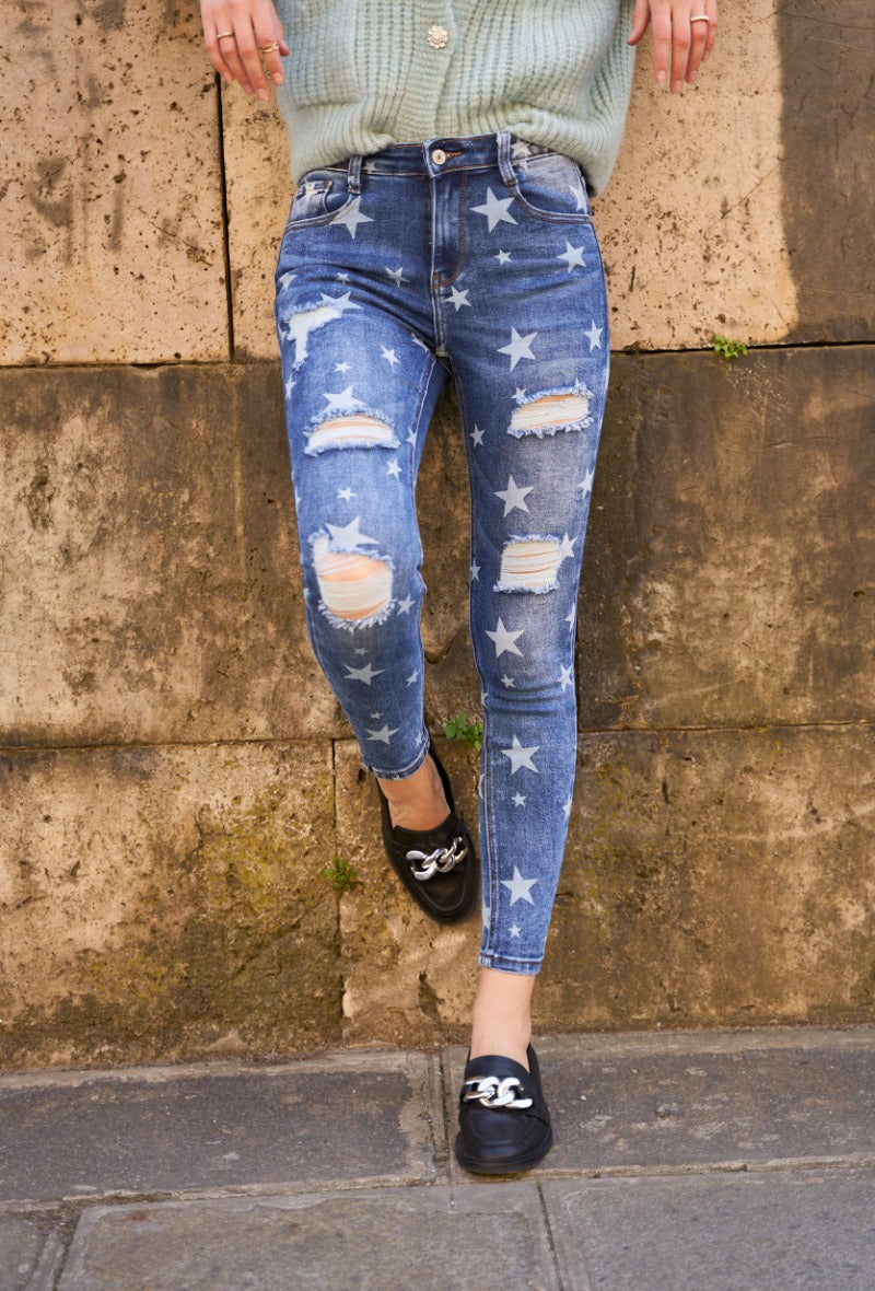 Marlies Ripped Stretch Skinny Stars Jeans