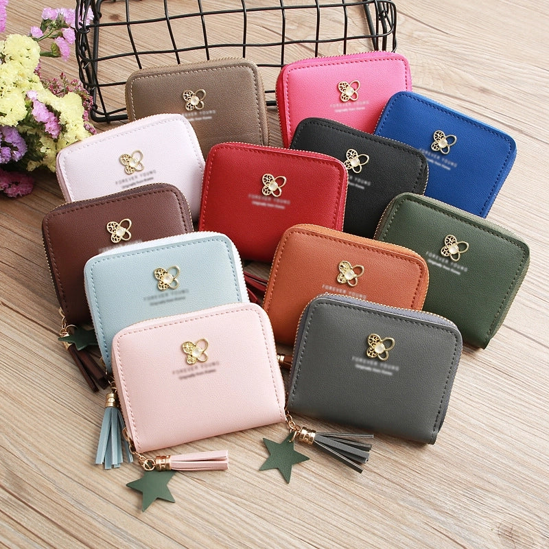 Korean Four-leaf Flower Zipper Short Wallet