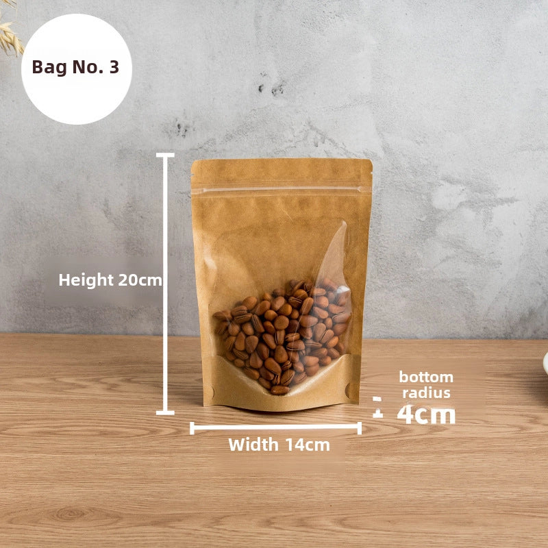 Yin And Yang Kraft Paper Self-sealing Bag Window Translucent Bag Tea Nut Food Packaging Bag Yin And Yang Self-sealing Bag