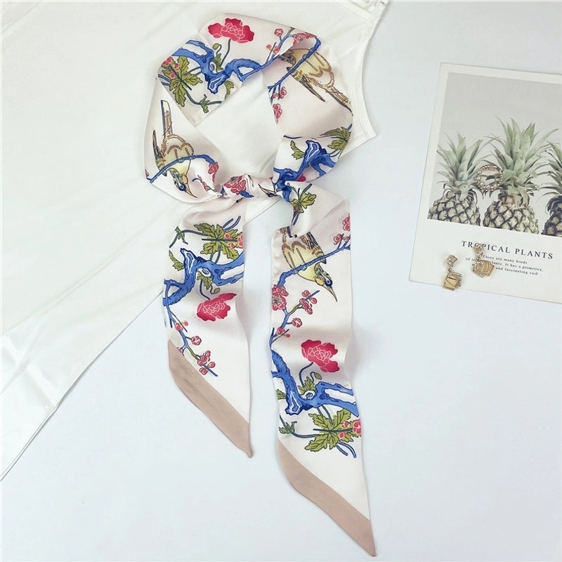 Women's Sweet Flower Satin Silk Scarves