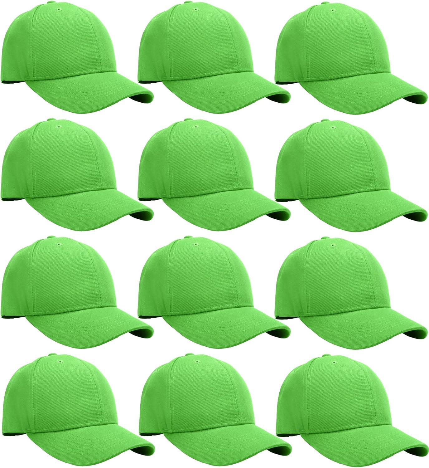 Falari Wholesale Bulk Lot 12-Pack Baseball Cap Adjustable Size Plain Blank Solid Color