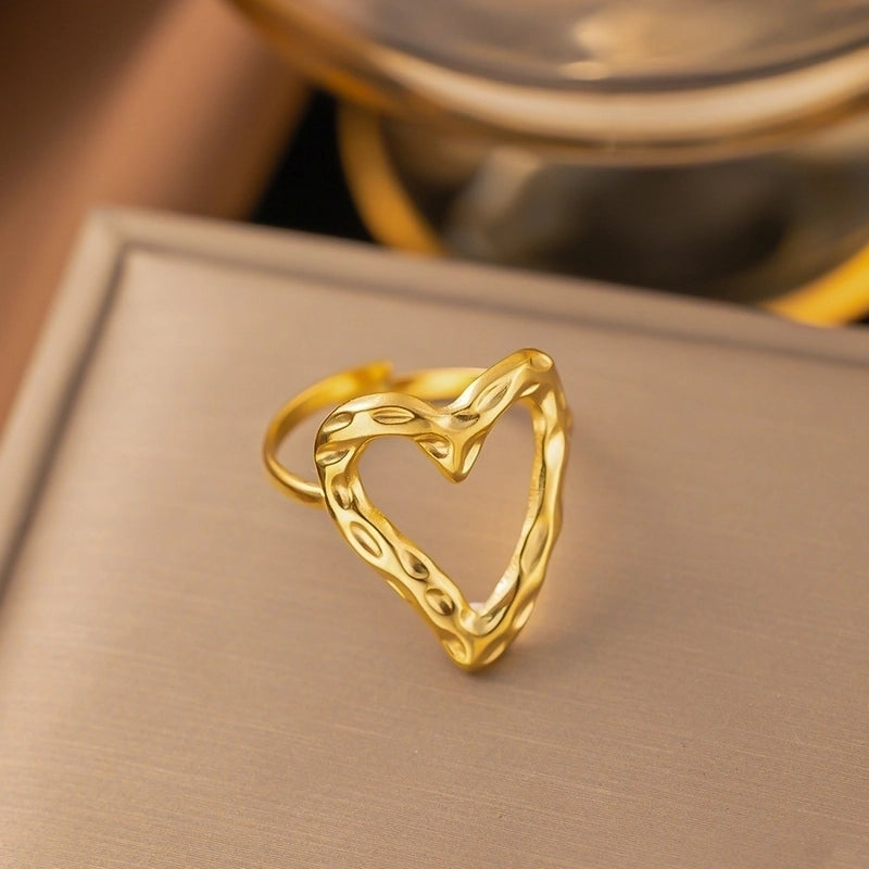 Minimalist Heart Shape Titanium Steel Plating Rings